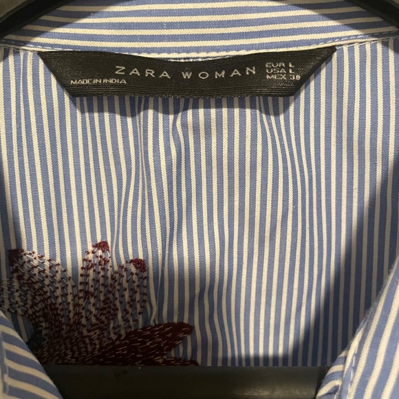 Zara Striped Embroidered Shirt - Picture 4 of 6